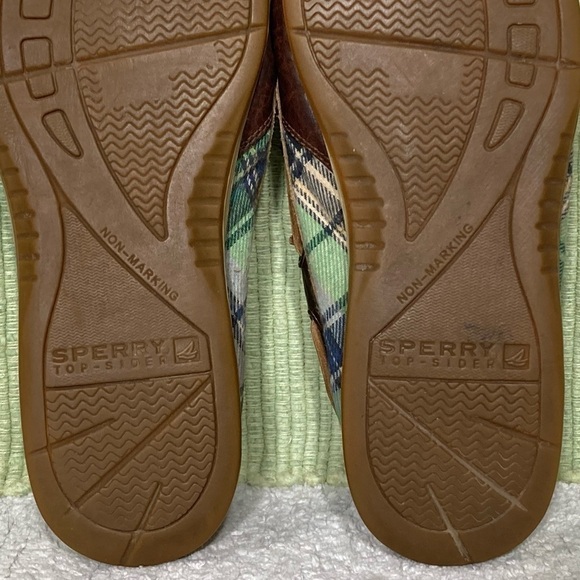 Sperry Top-Sider Womens Brown Leather Plaid Bluefish 2-Eye Boat Shoes Size US 8M - Picture 10 of 11